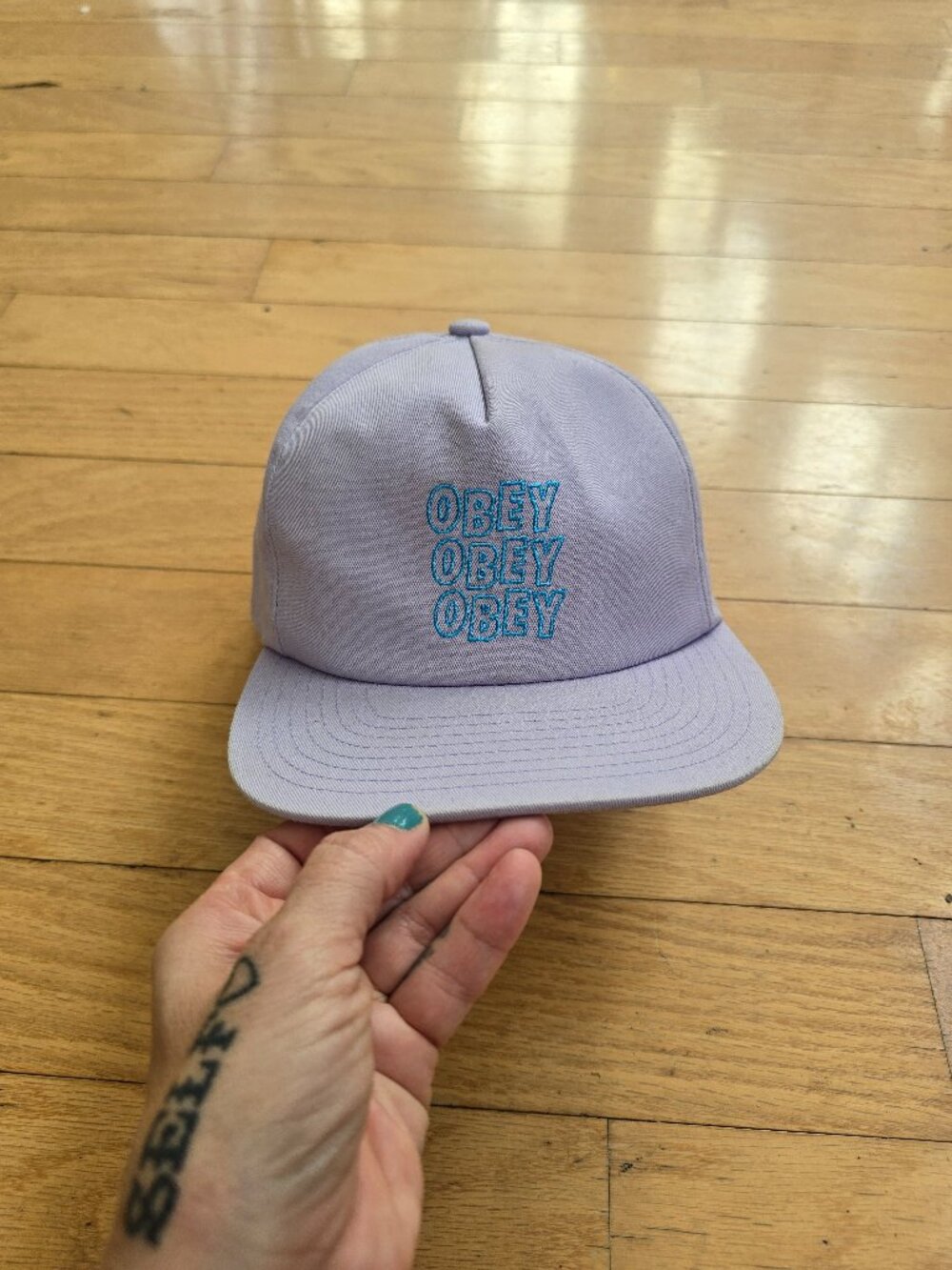 OBEY | Sporty Lavender Purple Blue Embroidery Flat Brim Snapback Hat